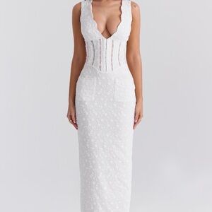 House of cb White Corset midi Dress